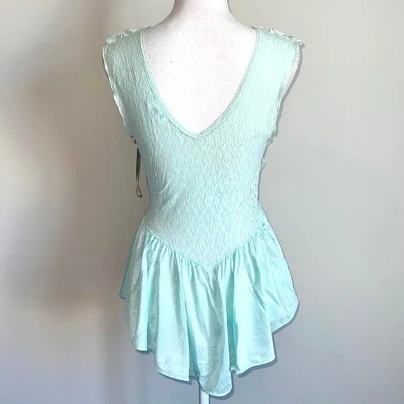 Vintage Pastel Aqua Cinema Etoile Mini Babydoll Top